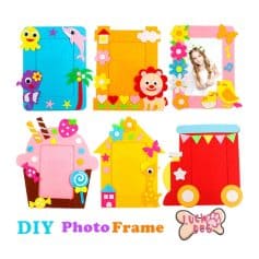 Colorful DIY photo frames for kids with animal and cartoon characters, perfect for children’s room decor and craft projects at Monalisa Store.