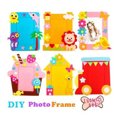 Colorful DIY photo frames for kids with animal and cartoon characters, perfect for children’s room decor and craft projects at Monalisa Store.