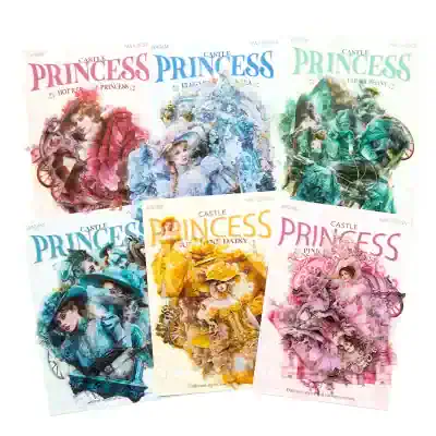Princess castle fashion magazine covers showcasing elegant and colorful dresses for young girls, ideal for children’s style inspiration and fashion trends.