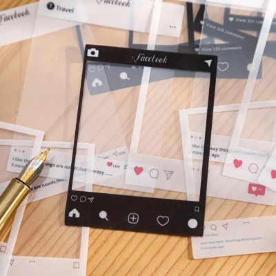 Instagram-inspired fake social media frame for Monalisa Store promotional display, featuring mockups of social media posts, emphasizing digital branding and online shopping for ophthalmology and eyewear products.