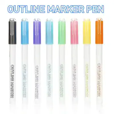 Vibrant colorful outline marker pens ideal for art, crafts, and writing projects, available at Monalisa Store to enhance your creativity and coloring needs.