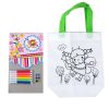 Colorful DIY kids' craft set with markers and stickers, along with a transparent tote bag featuring a cute princess cartoon for children's arts and crafts activities.