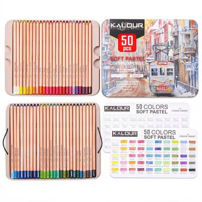 High-quality coloring pencils for artists and students, 50 soft pastel colored pencils in vibrant shades, ideal for creative art projects and detailed coloring work.