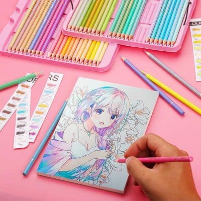 Vibrant set of colored pencils and art supplies for creative drawing and coloring activities at Monalisa Store, perfect for artists and coloring enthusiasts.