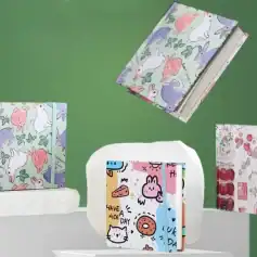 Colorful bunny-themed notebooks and stationery in vibrant pastel shades, perfect for organizational or gift purposes at Monalisa Store.