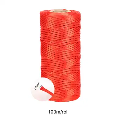 Red elastic string spool, 1.5mm thick, perfect for medical, cosmetic, or craft applications, available in 100-meter rolls for versatile use.