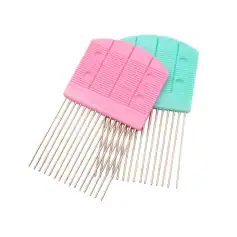 Pink and blue microblading tattoo needle cartridges for cosmetic brow enhancements – precision tools for semi-permanent makeup procedures.