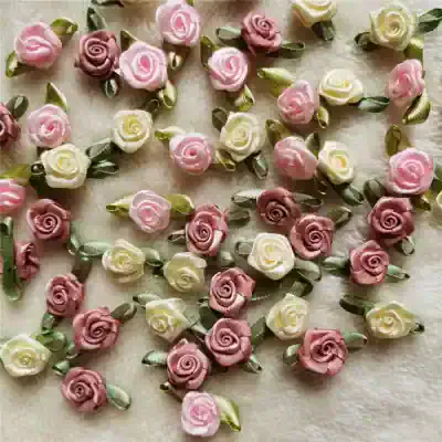 Elegant satin rose floral embellishments for crafts and fashion accessories, available at Monalisa Store for high-quality decorative solutions.