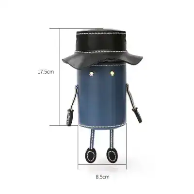 Cute robot figure with a black hat, blue body, and dangling legs, perfect for stylish accessories or decor at Monalisa Store.