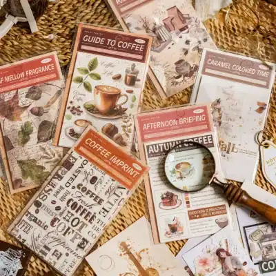 Guide to coffee, coffee shop menu, and flavored coffee pages visible in the image at Monalisa Medical.