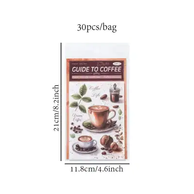 Coffee-themed sticker pack for monalisa medical store, featuring coffee cups, beans, and leaves, perfect for coffee lovers and cafe branding.