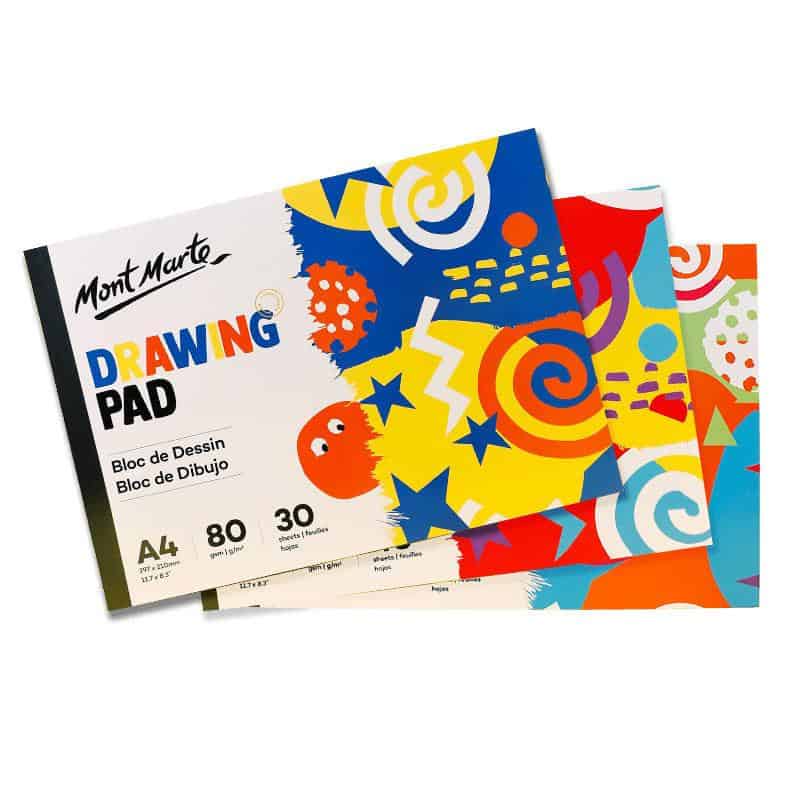 Vibrant colorful drawing pads featuring abstract art, perfect for children and students, available at Monalisa Store to inspire creativity and artistic expression.