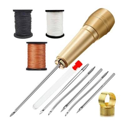 Spooling soldering kit with gold soldering iron, wires, and accessories for jewelry making or electronics repair.