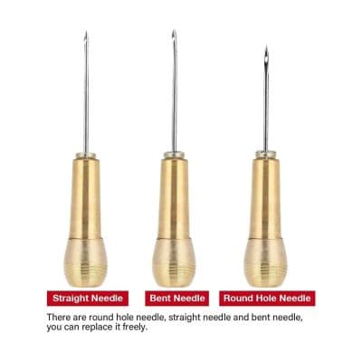Gold surgical needle holders with different needle tips for ophthalmic procedures and eye surgery, precision tools for optometry and eye care professionals.