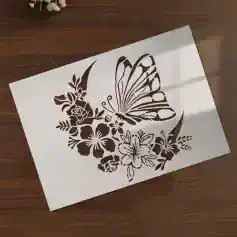Delicate butterfly and floral stencil art, perfect for skin decoration or cosmetic tattooing, available at Monalisa Medical Store.