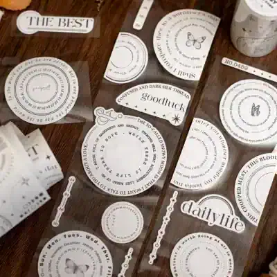 Colorful motivational stickers and quotes with inspirational messages and decorative designs, perfect for journaling or crafting from Monalisa Store.