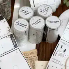 Fluffy white candles labeled