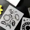 Sunflower stencil tattoo template for artistic body art or craft projects, featuring floral design with detailed petals and leaves. Perfect for DIY or professional tattoo stencils.