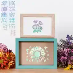 Stencil art frames for decor, floral patterns wall decor, MonalisaStore artistic wall displays for home, floral silhouette artwork, decorative stencil designs for interiors, stylish floral stencil art pieces.