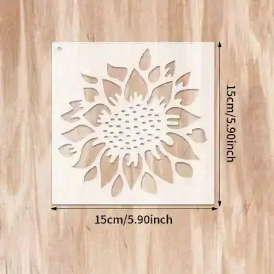 Intricate wooden floral mandala wall art, ideal for home decor and art projects, measuring 15cm x 15cm, perfect for decorative accents in modern or traditional interior designs.