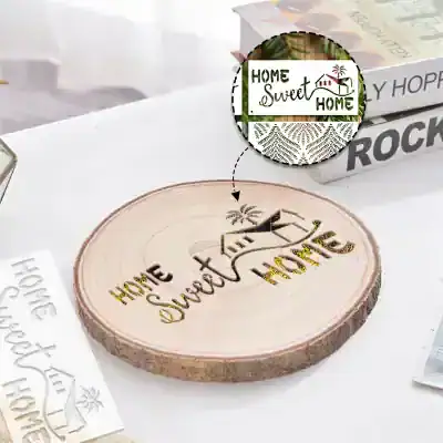 Home sweet home wooden wall decor, laser engraved inspirational sign, farmhouse style housewarming gift, rustic home decoration, Monalisa Store.