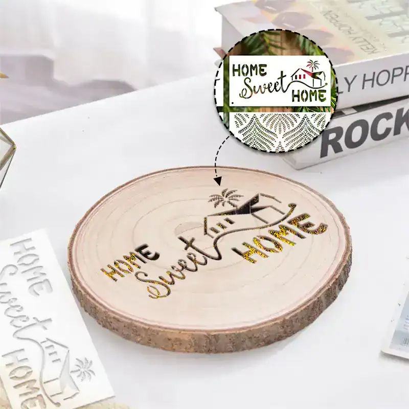 Home sweet home wooden wall decor, laser engraved inspirational sign, farmhouse style housewarming gift, rustic home decoration, Monalisa Store.