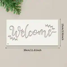 Welcome wall sign, decorative welcome sign with floral accents, perfect for home decor or entryway decoration, 15cm x 30cm size, ideal for creating a warm welcoming atmosphere.