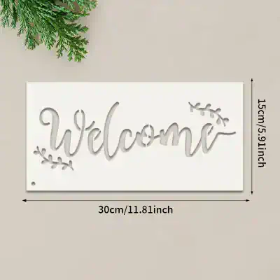 Welcome wall sign, decorative welcome sign with floral accents, perfect for home decor or entryway decoration, 15cm x 30cm size, ideal for creating a warm welcoming atmosphere.