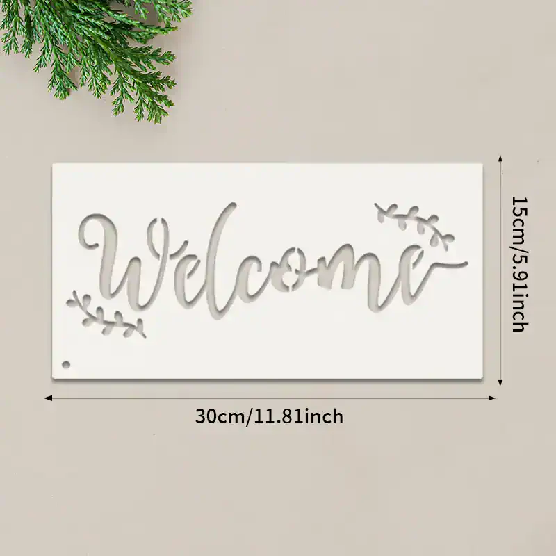Welcome wall sign, decorative welcome sign with floral accents, perfect for home decor or entryway decoration, 15cm x 30cm size, ideal for creating a warm welcoming atmosphere.