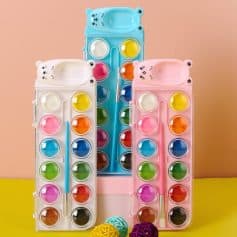 Pink watercolor paint set with 12 vibrant colors, perfect for arts and crafts, children's painting, and creative projects. Compact and portable for easy use anywhere.
