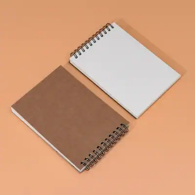 Notepad notebooks on peach background for Monalisa Medical store.