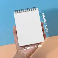 Not relevant; image shows a blank notepad with dimensions, unrelated to optometry or optical products.