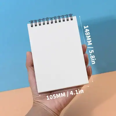 Not relevant; image shows a blank notepad with dimensions, unrelated to optometry or optical products.