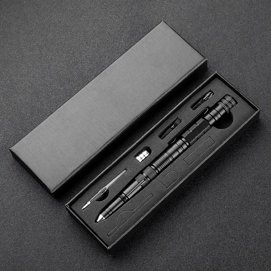 High-precision laser pointer pen with accessories in black box for optometry and medical purposes.