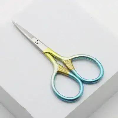 Sterile surgical scissors with ergonomic blue and gold handles, ideal for precise medical procedures at Monalisa Store.