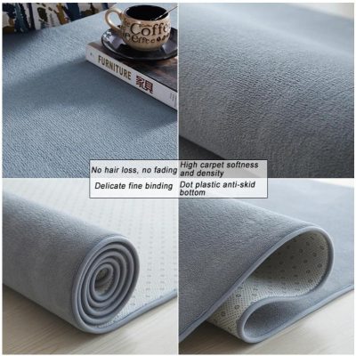 Blue carpet rug with anti-slip backing and delicate binding, perfect for home or office decor at Monalisa Store.