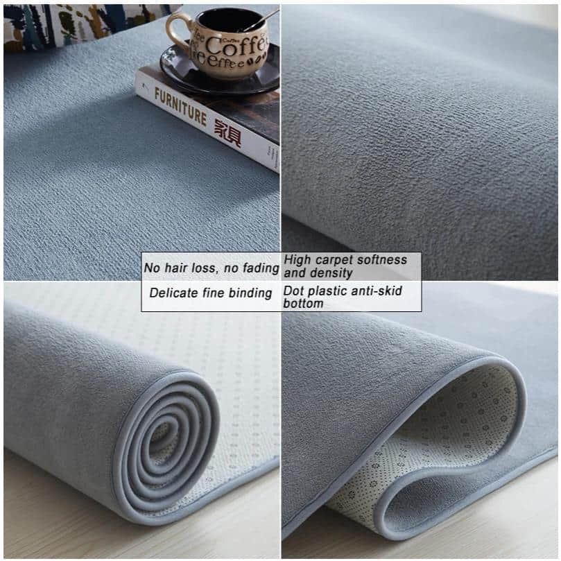Blue carpet rug with anti-slip backing and delicate binding, perfect for home or office decor at Monalisa Store.