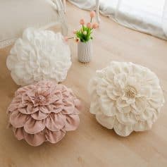 Soft decorative flower cushions for home decor or bedroom interior, inspired by elegant floral designs. Perfect for adding a touch of charm and comfort to living spaces.