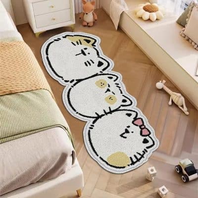 Fluffy cat-themed rug, adorable cartoon kitty living room decor, soft plush floor mat, cute animal design for children’s bedroom, Monalisa Store opt.