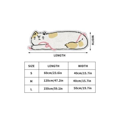 Soft plush cat toy with measurements chart, available in small, medium, and large sizes for pet comfort and play. Perfect for cat lovers seeking quality pet accessories.