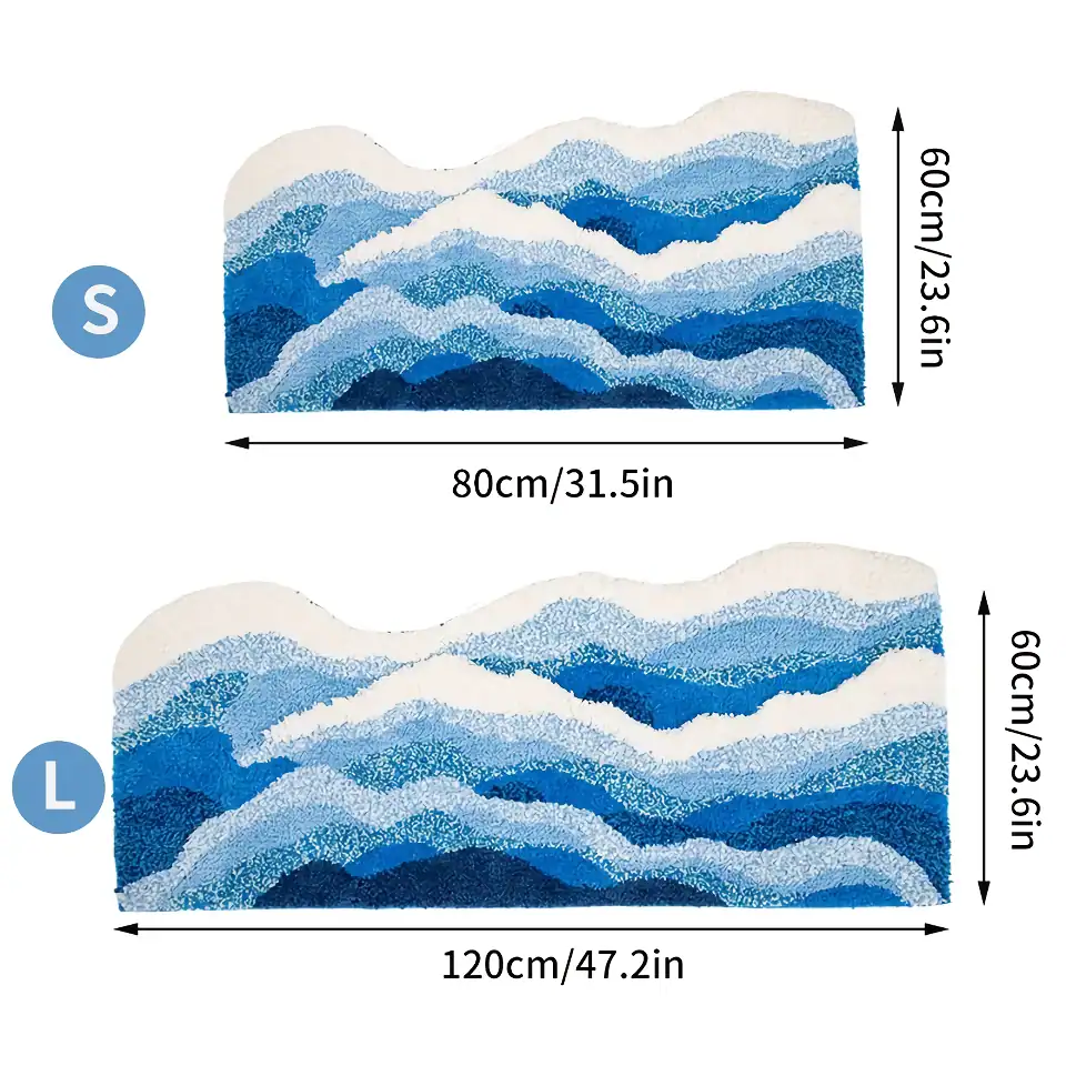 Vibrant blue abstract landscape wall art, perfect for modern interior decor at Monalisa store, featuring ocean wave patterns in multiple sizes, 80cm x 60cm and 120cm x 60cm.