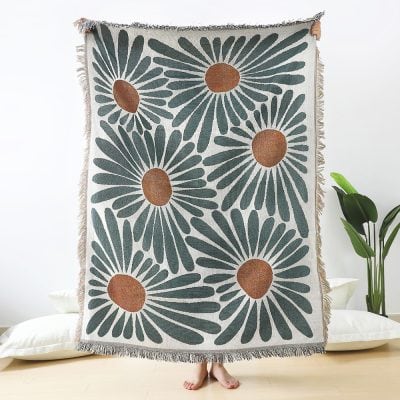 Vibrant floral patterned throw blanket from Monalisa Store, ideal for home decor and adding a touch of style. Perfect for cozying up or gift-giving, featuring bold flower designs.