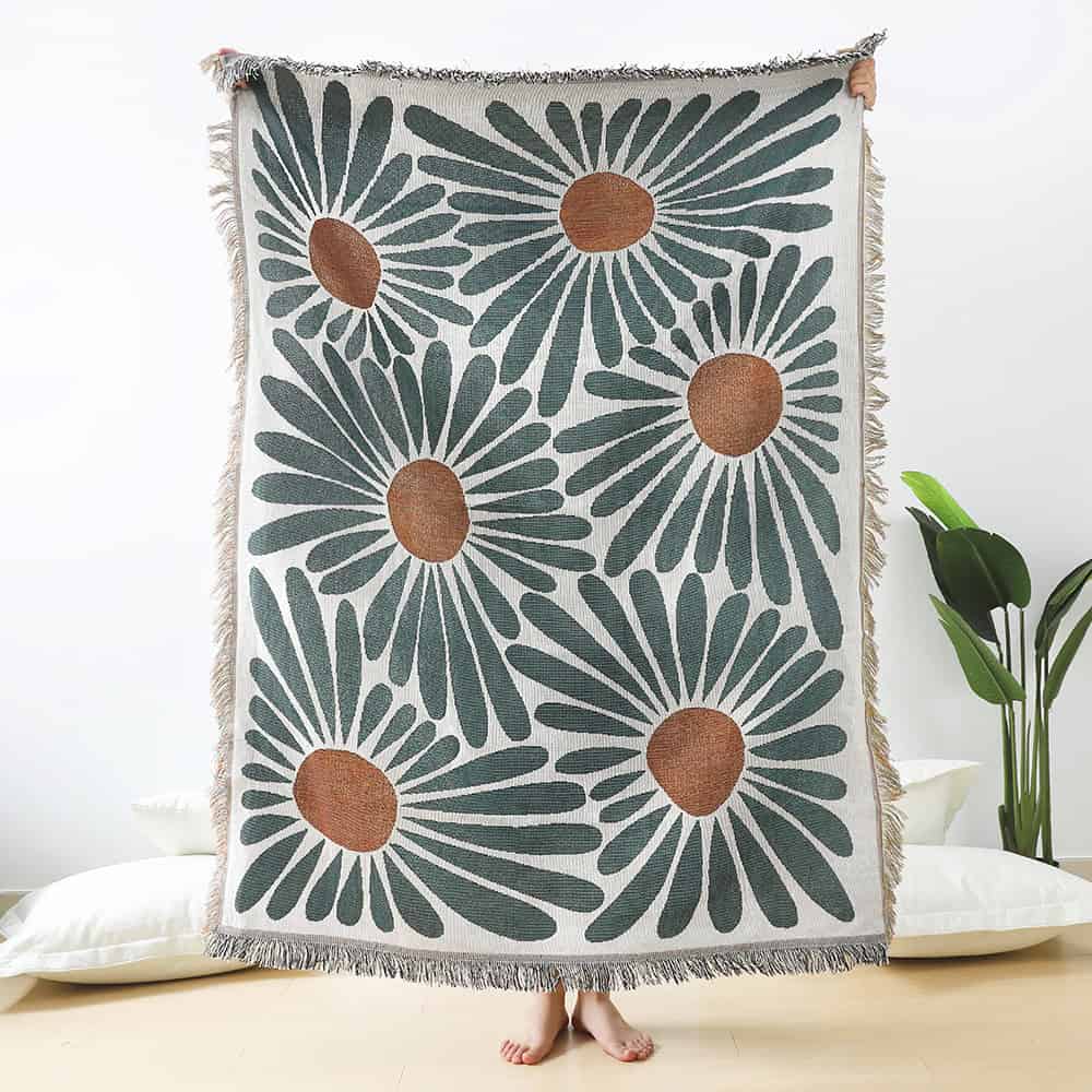 Vibrant floral patterned throw blanket from Monalisa Store, ideal for home decor and adding a touch of style. Perfect for cozying up or gift-giving, featuring bold flower designs.