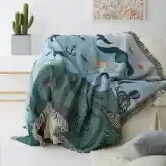 Luxury mermaid design throw blanket with ocean-themed print, perfect for home decor, cozy comfort, and stylish living spaces.