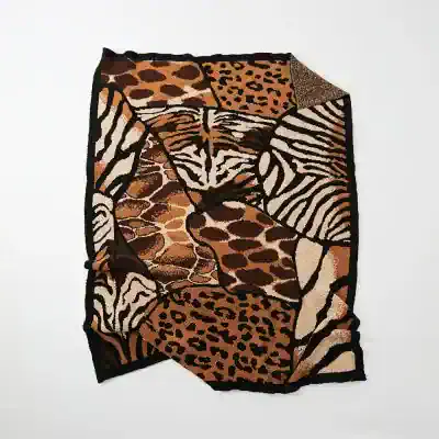 Vibrant animal print scarf featuring tiger, zebra, and leopard patterns for stylish, eye-catching accessories. Perfect for fashionistas seeking bold, exotic designs.