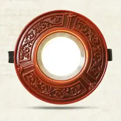 Elegant red decorative eye examination light with intricate floral patterns, perfect for optometry clinics and visual health centers. Ideal for professional eye care environments.