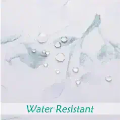 Water-resistant fabric with water droplets on smooth surface, showcasing durability and waterproof features for skin and beauty products.
