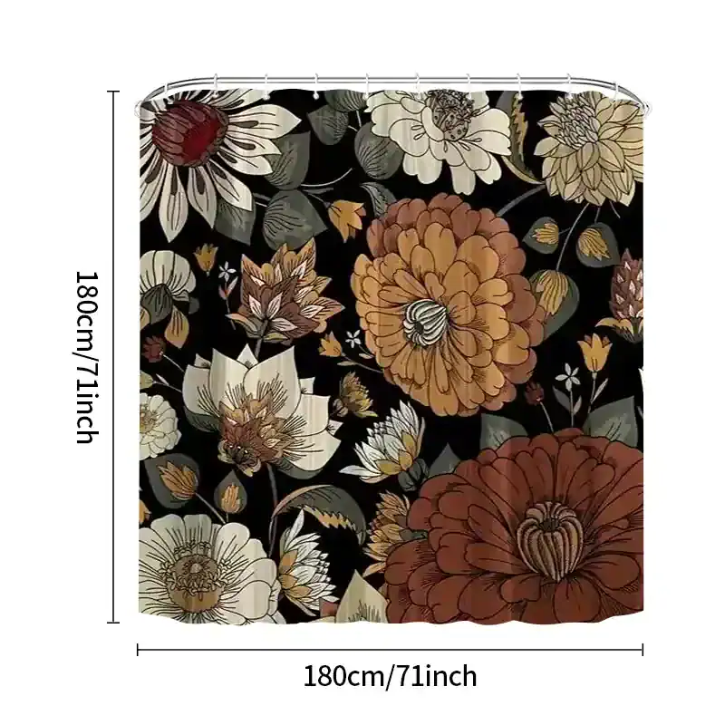 Vintage floral blackout curtain with large, detailed flowers in earthy tones, perfect for kitchen, dining, or bedroom decor, offering privacy and style.