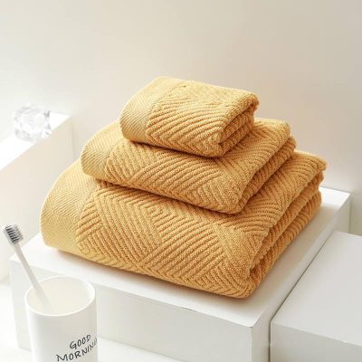 Towel set luxury bathroom towels plush soft textured beige towels home decor monalisa store for spa relaxation and comfort.