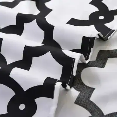 Geometric black and white patterned fabric, modern textile design ideal for home decor or upholstery, stylish, contemporary printing, Monalisa Store opt.